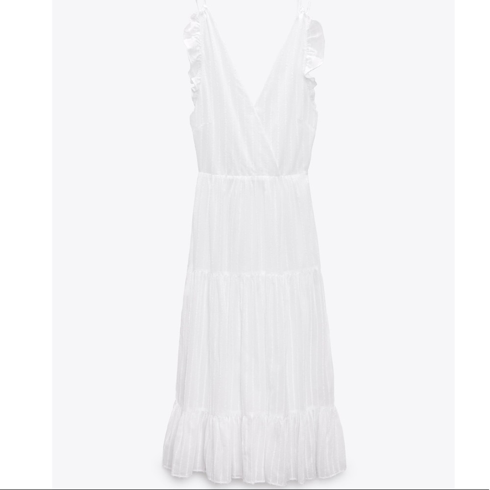 Zara XS White Midi Dress 3666/152 - Picture 5 of 6